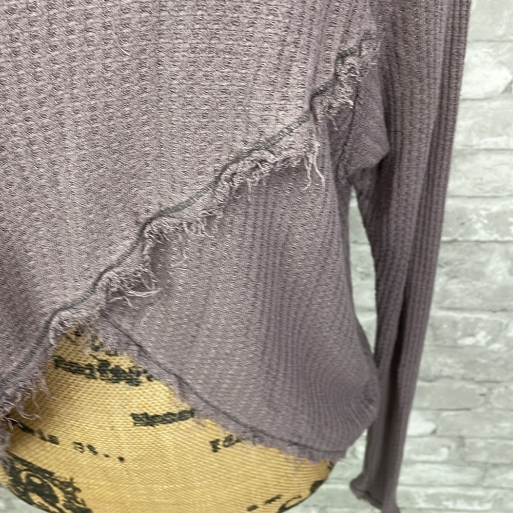 Free People We The Free Taupe Waffle Knit Top - Picture 2 of 6